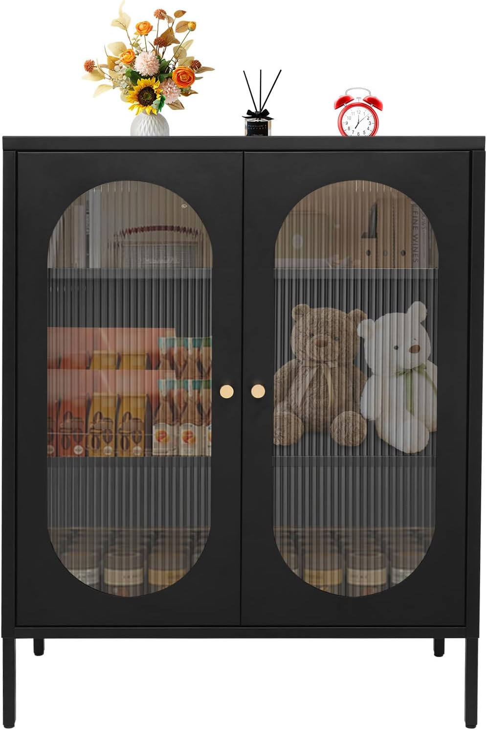 Xuthusman 3 Tier Floor Storage Cabinet, Freestanding Storage Unit with Adjust...