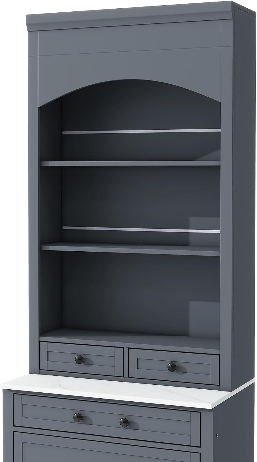 83.7inch High Kitchen Pantry with 5 Storage Drawers and Adjustable Shelf, Woo...