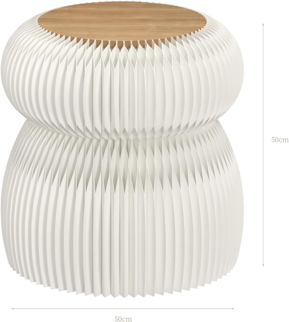 Stylish Honeycomb Paper Accent Table, Round Fluted Side Table, Decorative Acc...