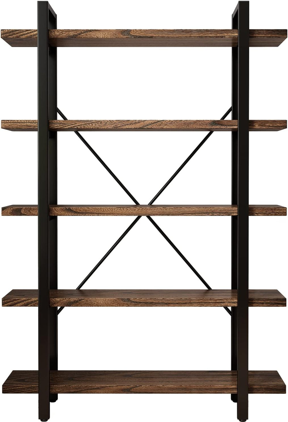 5-Tier Industrial Style Solid Wood Bookcase and Book Shelves,Rustic Wood and ...