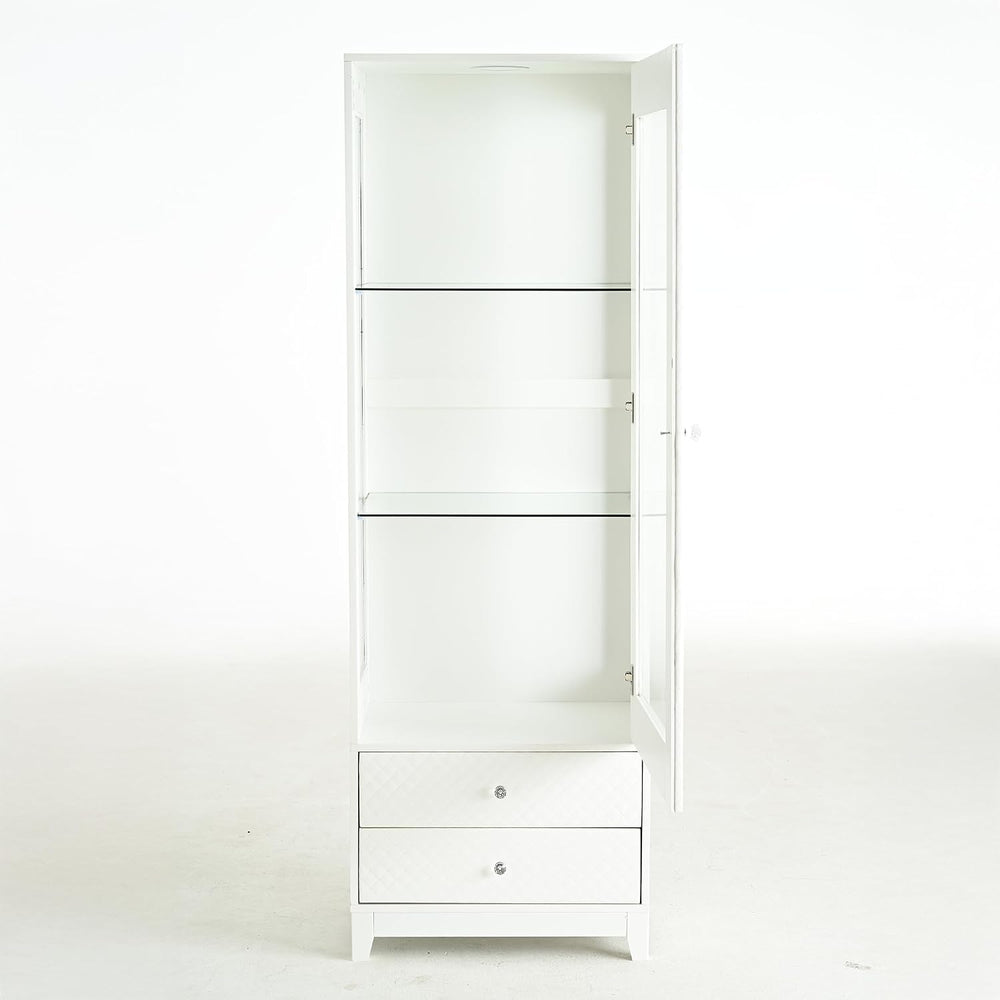 roomfitters 71'' Display Cabinet with Glass Door, Freestanding Pantry...