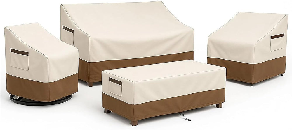 4-Piece Patio Furniture Cover Set, Waterproof Outdoor Furniture Covers for 3-...