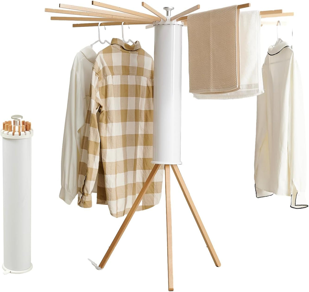 RFOUO Clothes Drying Rack Tripod,Foldable Portable Laundry Drying Rack with W...