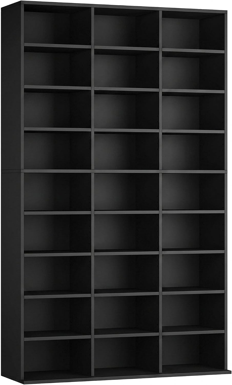 FOTOSOK 75'' H Black Bookshelf with 27 Cubes, Triple Wide Tall Bookcase