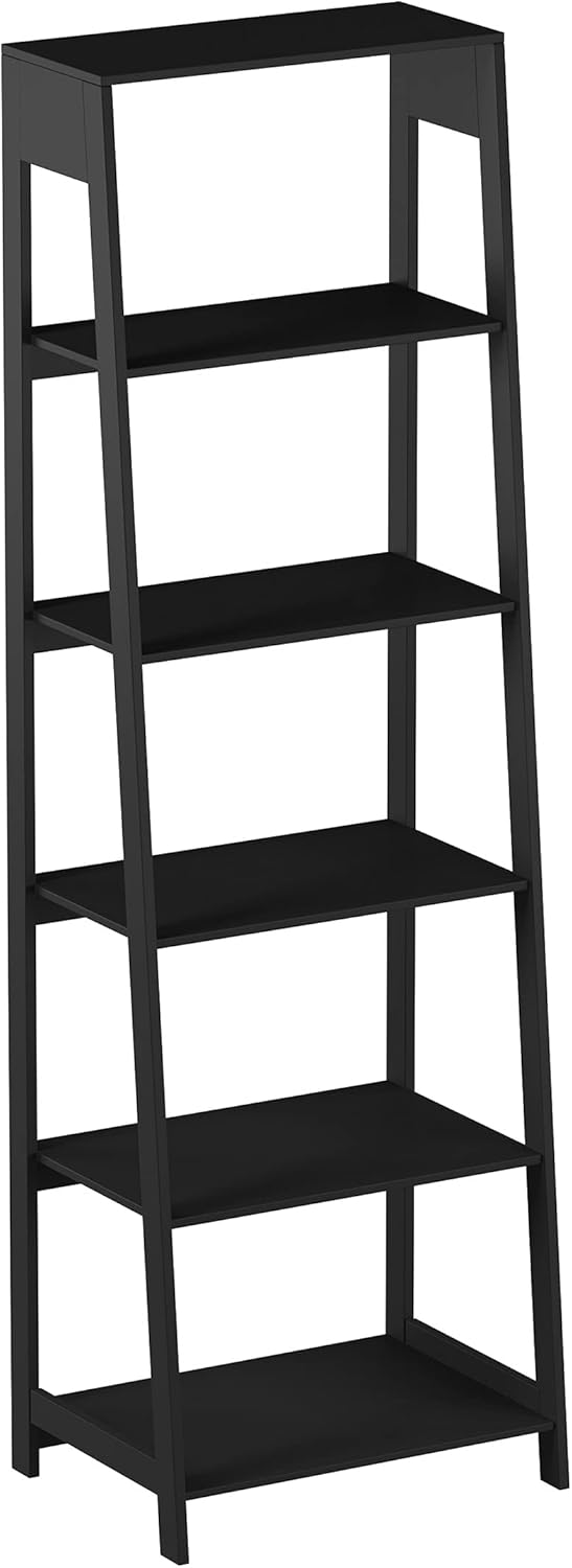 Lavish Home 5-Tier Ladder Bookshelf - Modern Freestanding Wooden Bookcase wit...