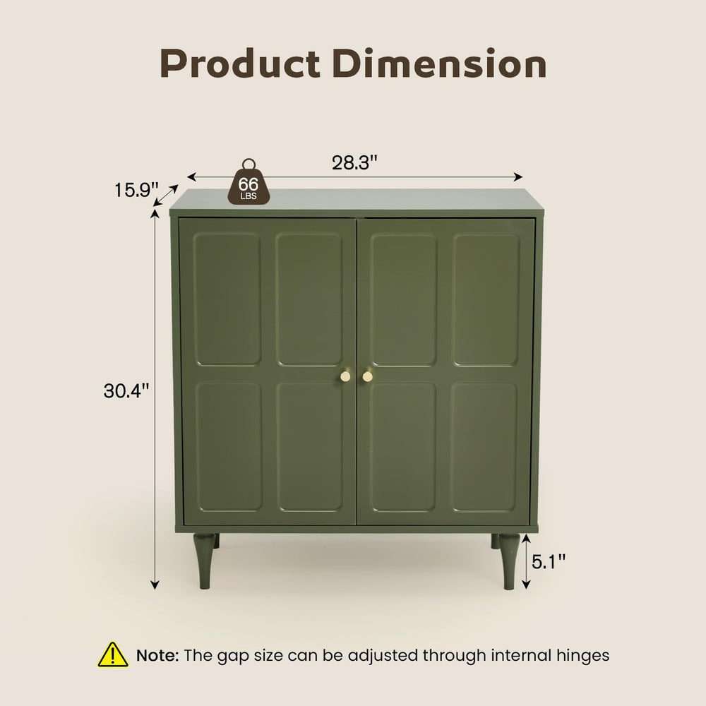 Forest Green Storage Cabinet with 2 Doors and Adjustable Shelf