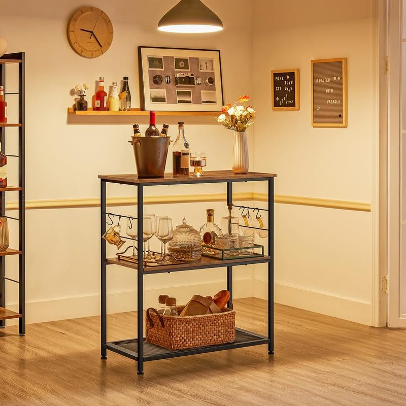 VASAGLE Bakers Rack, Kitchen Shelf, Kitchen Island, Microwave Oven Stand with...