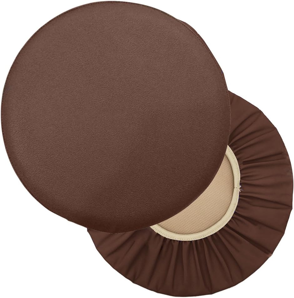 Sigmat 2 Pack Waterproof PU Bar Stool Cover Anti-Slip Round Seat Cover 19.5 I...