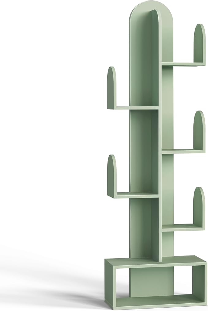 Cactus Tree Bookshelf, 5-Tier Wood 50" Tall Storage Rack for CDs/Movies/...