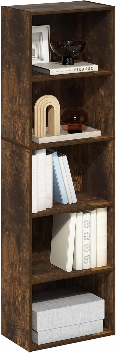 Furinno LUDER Book Shelf, 5-Tier Bookshelf, Bookcase with Open Shelves, 9.4 x...