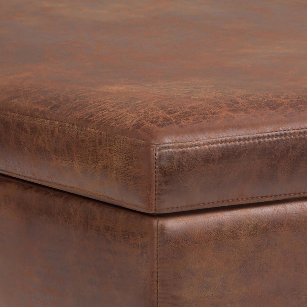SIMPLIHOME Owen XL Coffee Table Storage Ottoman - 40 inch Wide Upholstered Ve...