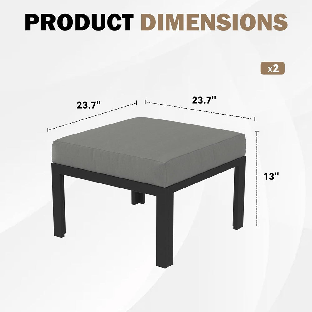 HOMREST Metal Outdoor Ottoman, 2-Piece Aluminum Footstool w/Removable Cushion...