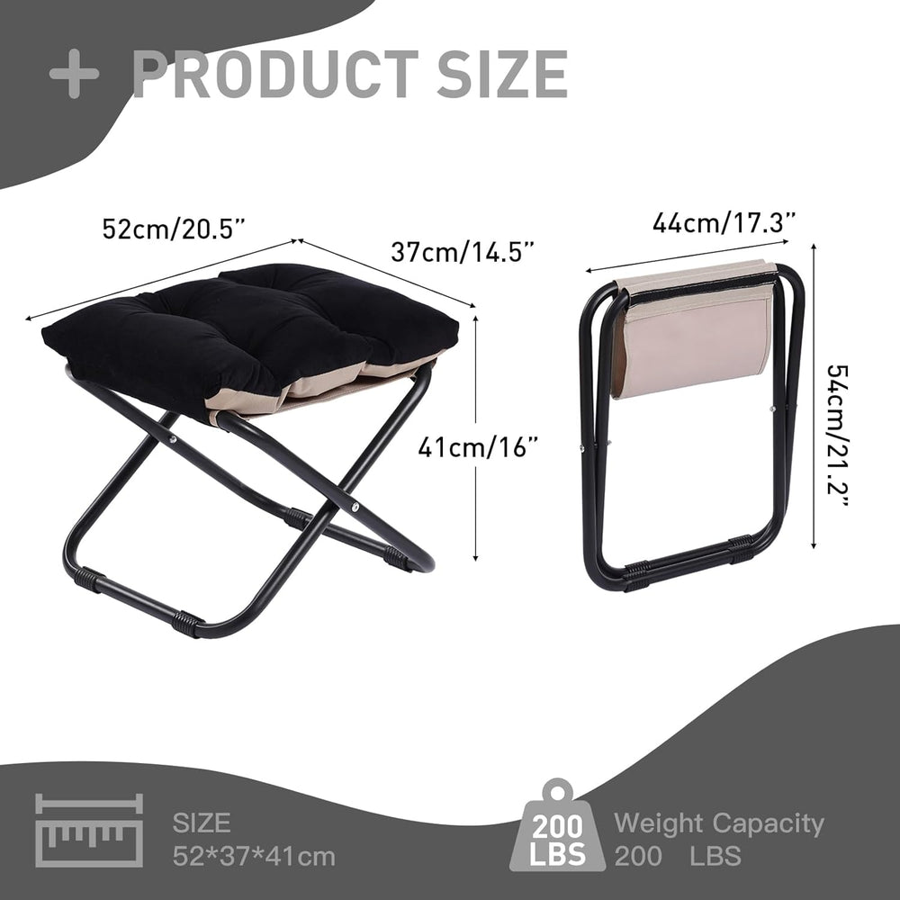 LITA Folding Footrest Stool, Portable Ottoman Foot Rest, Upholstered Small Fo...