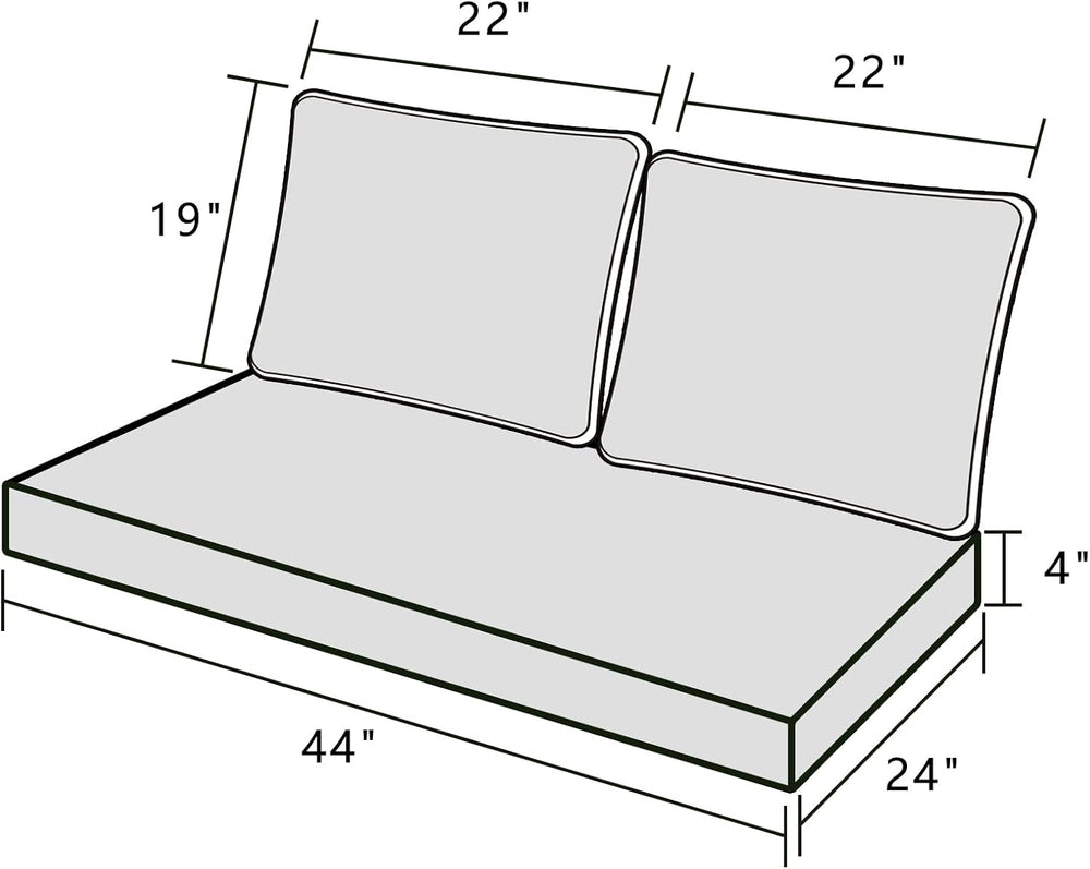 Outdoor Loveseat Cushion Set 44''x24'', Outdoor Cushions for ...