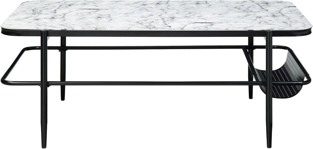 3pc Occasional Table Set with Tempered Glass and Metal Base | Includes 1 coff...
