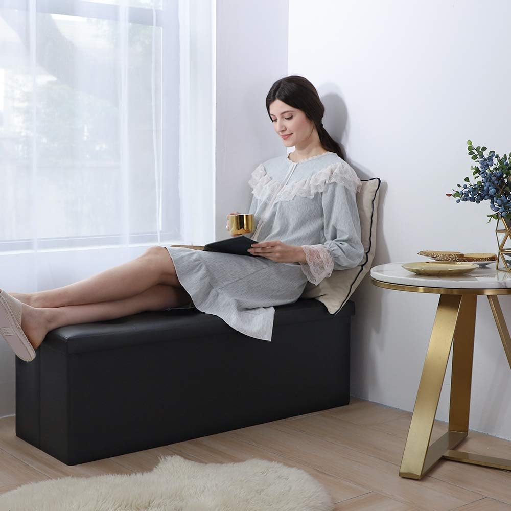 Camabel 43 Inch Folding Storage Ottoman Bench 125L Hold up 700lbs Ottoman wit...