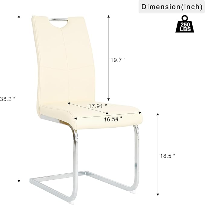Goujxcy Dining Chairs Set of 4, Modern High Back Kitchen Chairs with Metal Le...