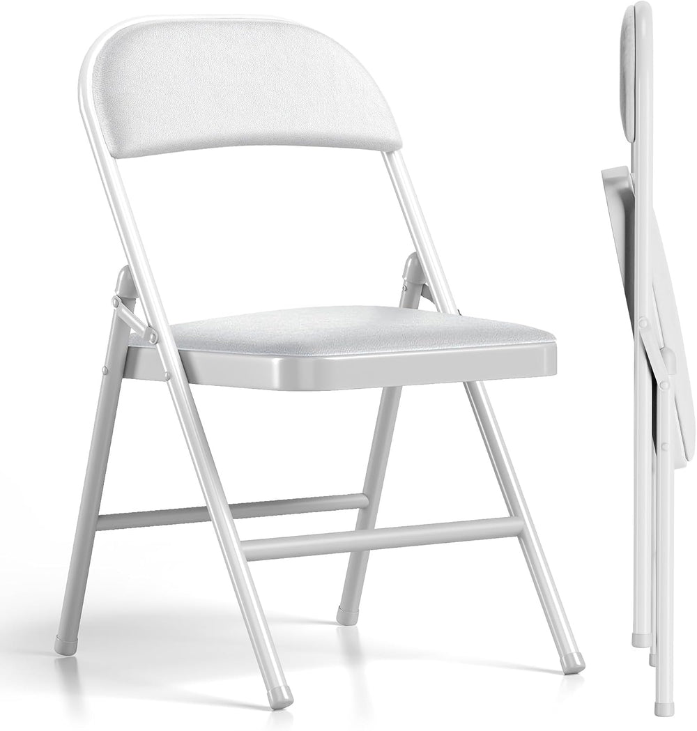 2 Pack Folding Chairs with Cushion Padded - Metal Chairs w/Comfortable Seats ...