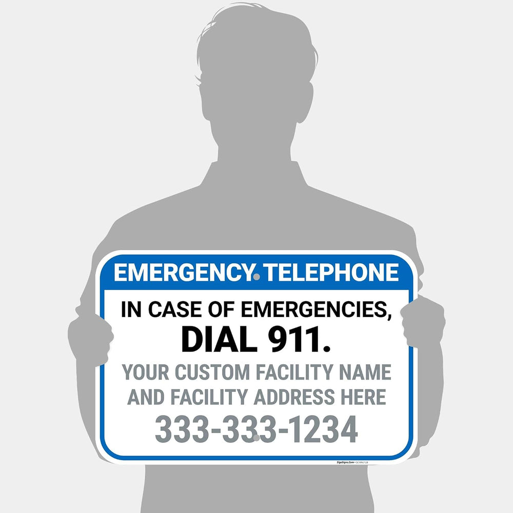 Custom Pool Emergency Telephone in Case of Emergencies Sign, 12x18 Inches, Ru...
