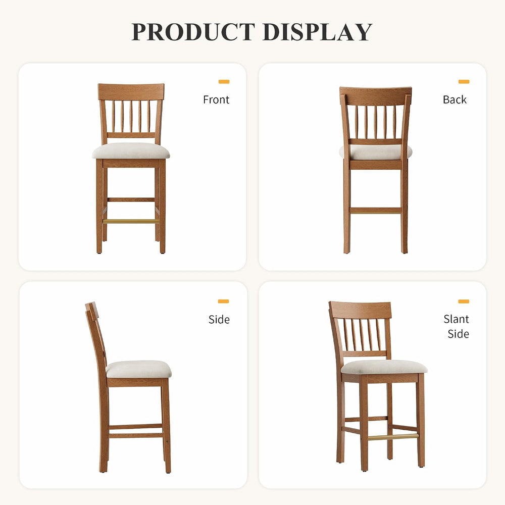 Wooden Bar Stools Set of 2, Counter Height Bar Stools, Modern Bar Stools, 25 ...