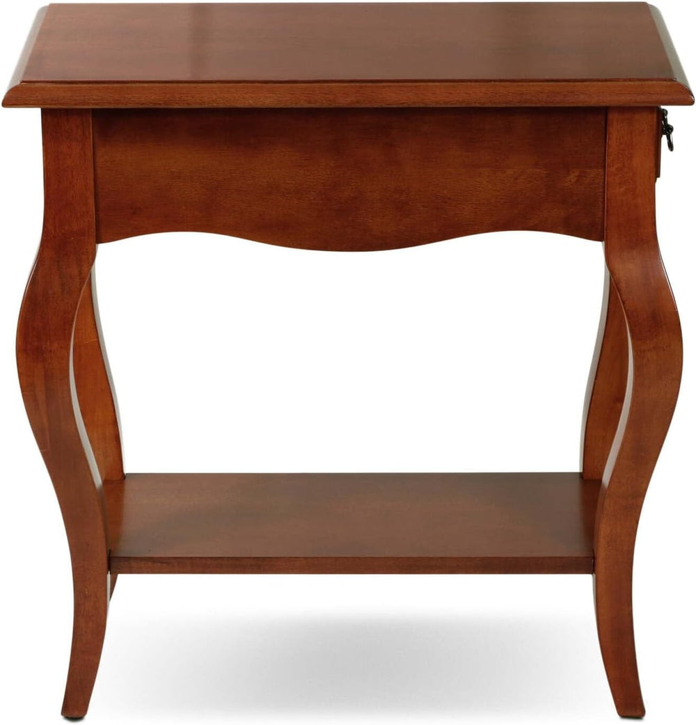 HomeStock Side Table with Drawer & Shelf, French Country Style Accent Table