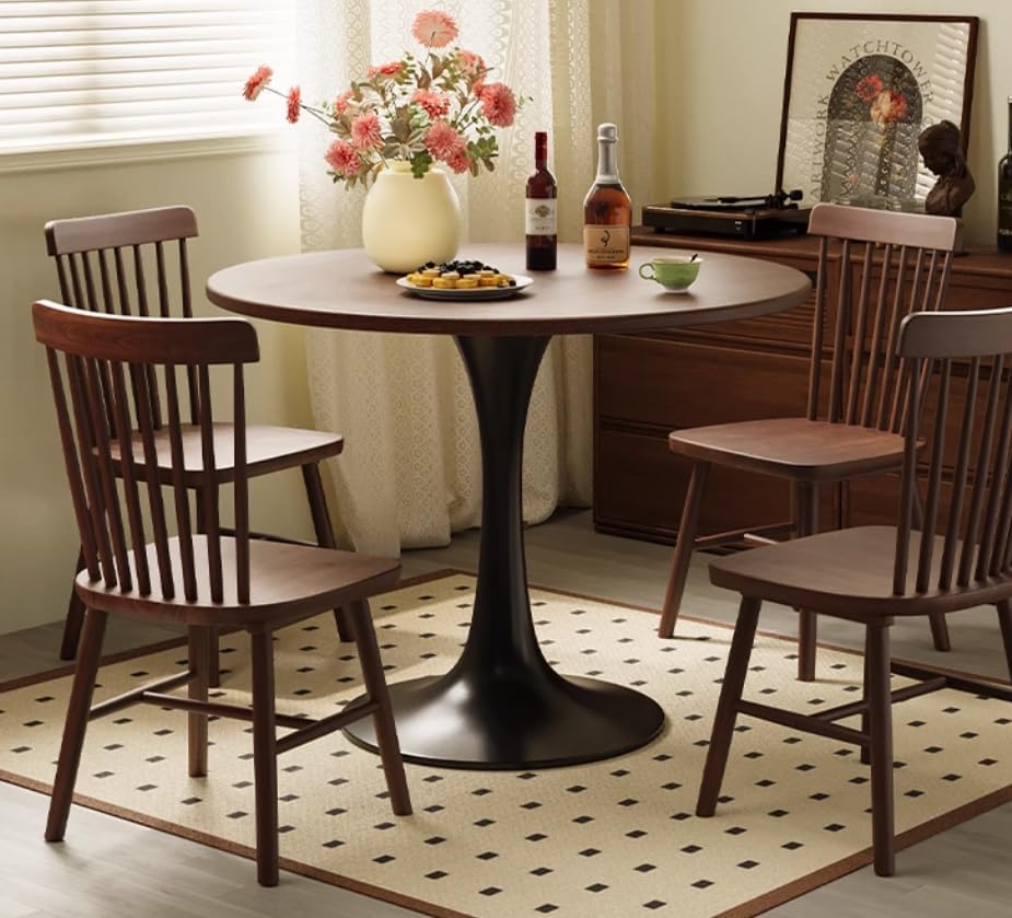 24" Round Cafe Table, Tulip Table for 2-3 Persons, Mid-Century Modern St...
