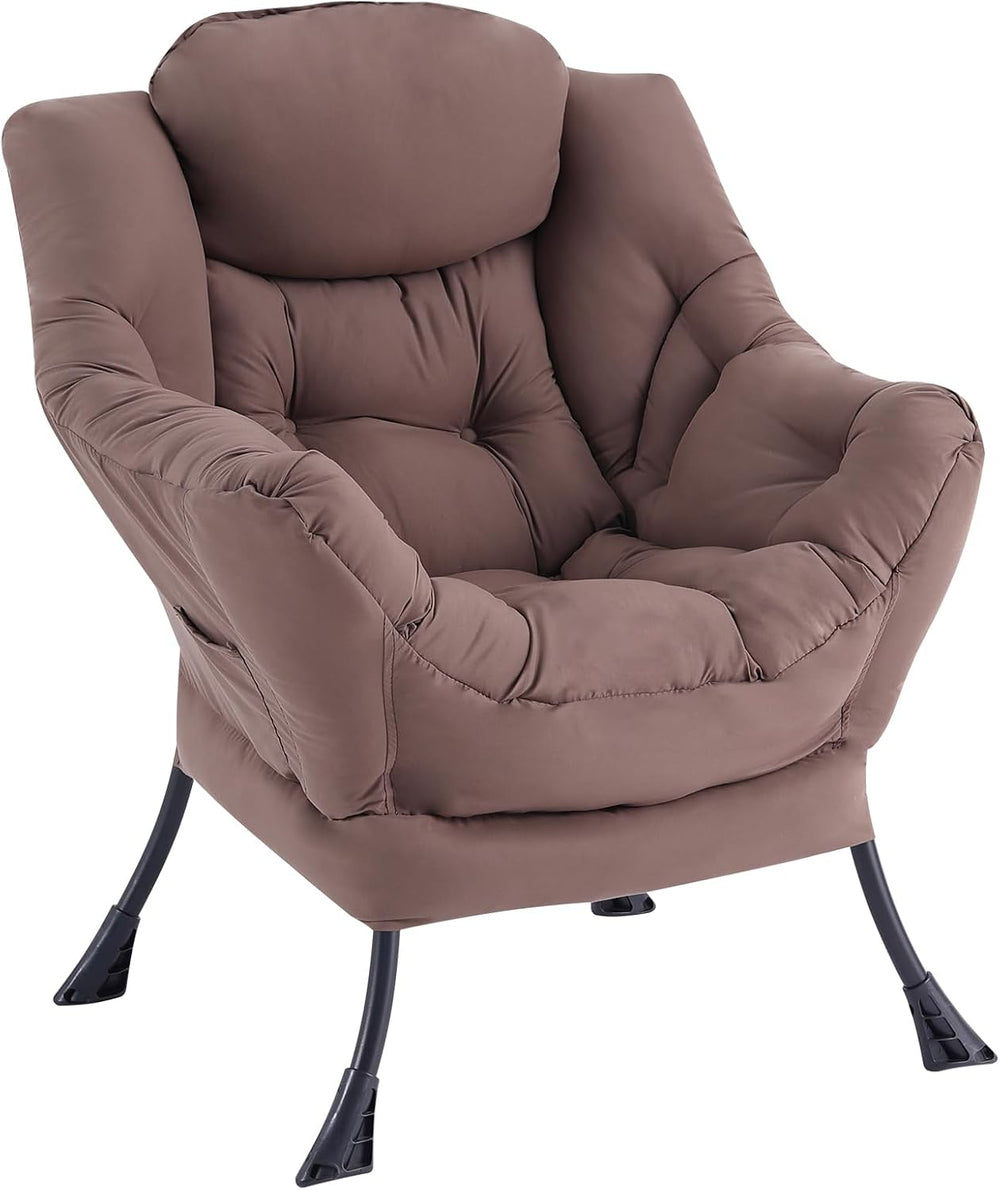 LITA Lazy Chair with Armrests and Side Pocket, Modern Upholstered Accent Read...