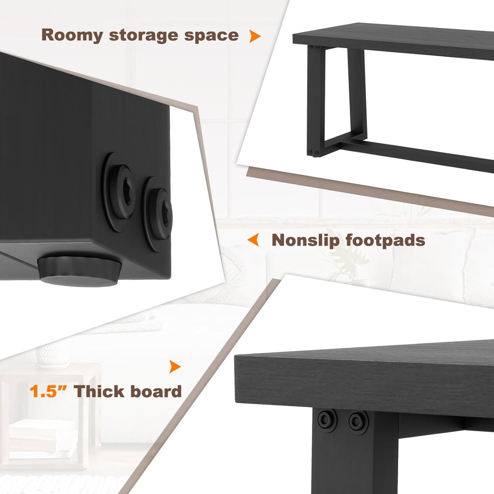 Giantex 56.5" L Wood Dining Bench, Industrial Table Bench w Metal Frame,...