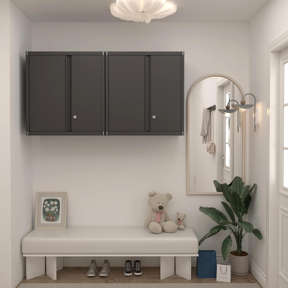 IRONFFICE Metal Storage Cabinet,Garage Wall Cabinets with Locking Doors,Black...