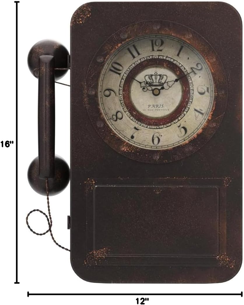 Abdurey Retro Old Telephone Wall Clock with Hidden Safe
