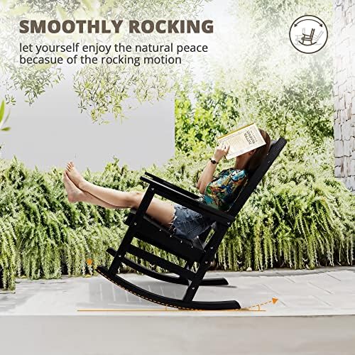LUE BONA Outdoor Rocking Chairs Set, 3-Piece, HDPS Poly Porch Rockers with Ta...