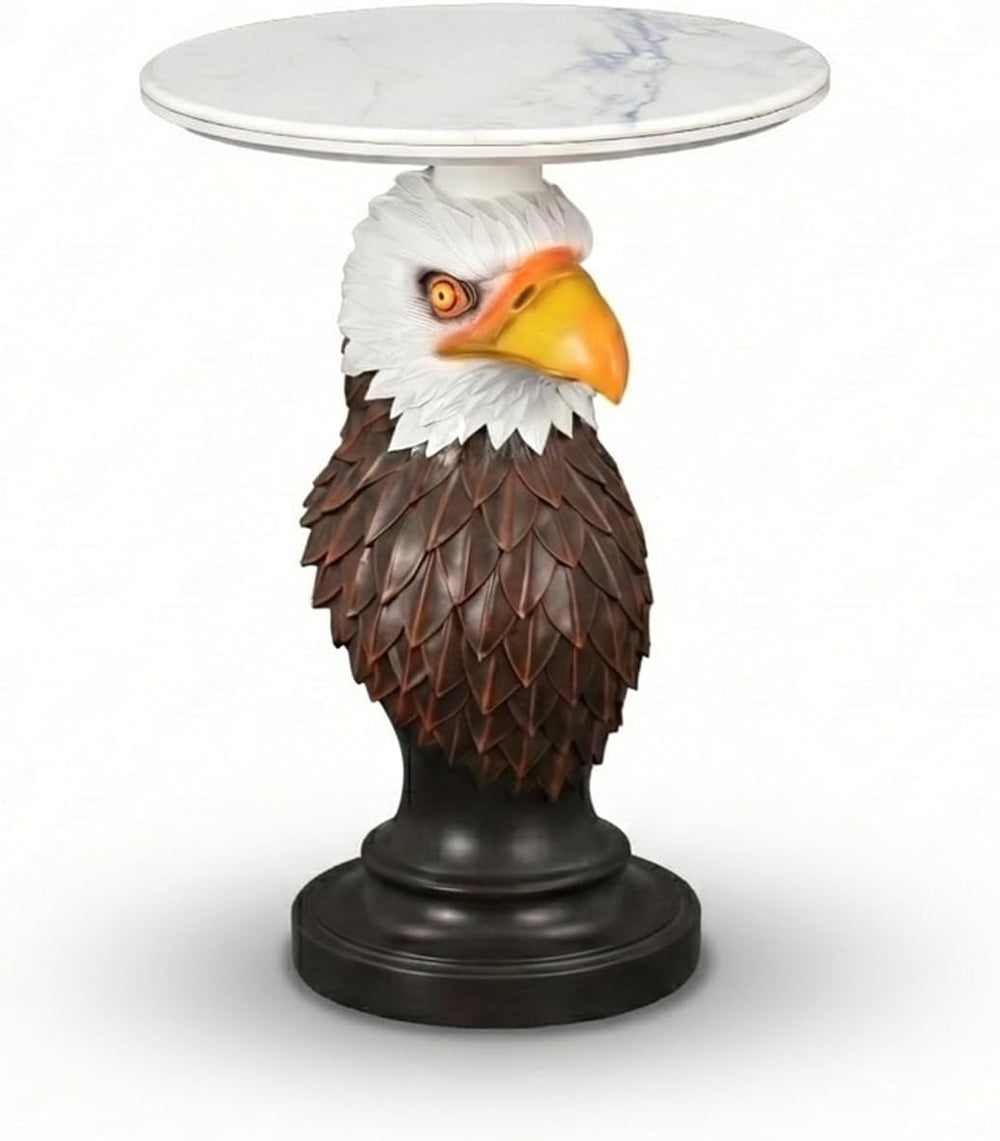 Animal End Tables, Eagle Head Accent Table with Artificial Marble Top, Resin ...