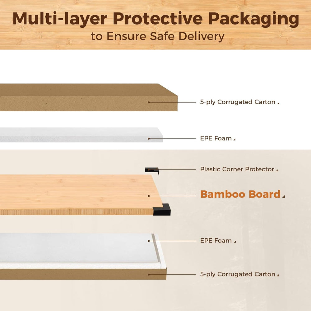 24" x 25" Butcher Block Countertop, 1.2 Inch Thick Solid Bamboo Des...