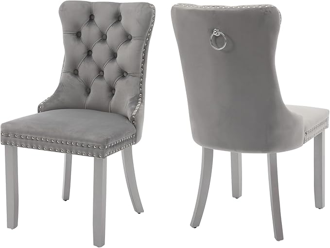 Velvet Dining Chairs Set of 2, High-end Tufted Upholstered Dining Chair with ...