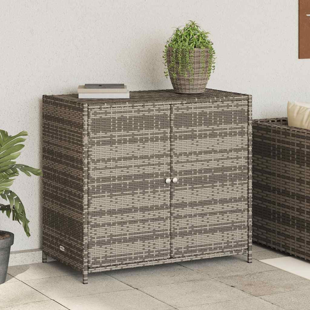 Grey Outdoor Storage Cabinet for Patio and Garden with 4 Shelves, Durable PE ...