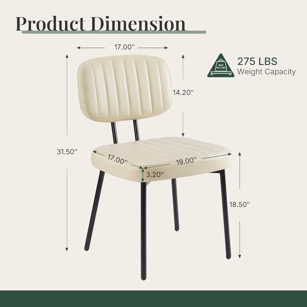Dining Chairs Set of 2, Modern PU Leather Upholstered Kitchen Chairs with Met...