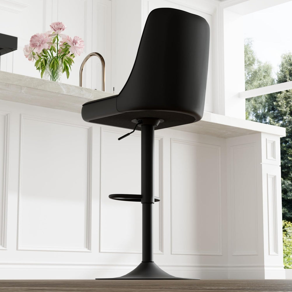 360° Adjustable Swivel Bar Stools Set of 4, Swivel Bar Stools with Back, Faux...