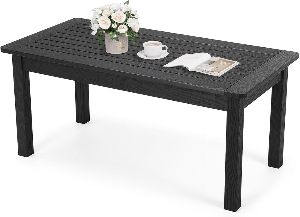 Stoog Outdoor Coffee Table, All-Weather Poly Lumber Patio Side Table, Rectang...