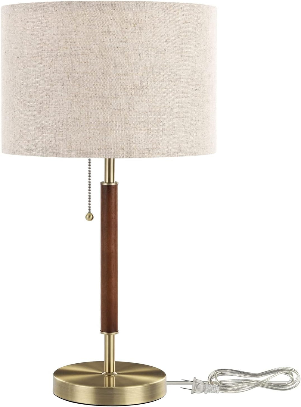 EDISHINE Mid Century Table Lamp, Bedside Lamp with Pull Chain Switch, E26