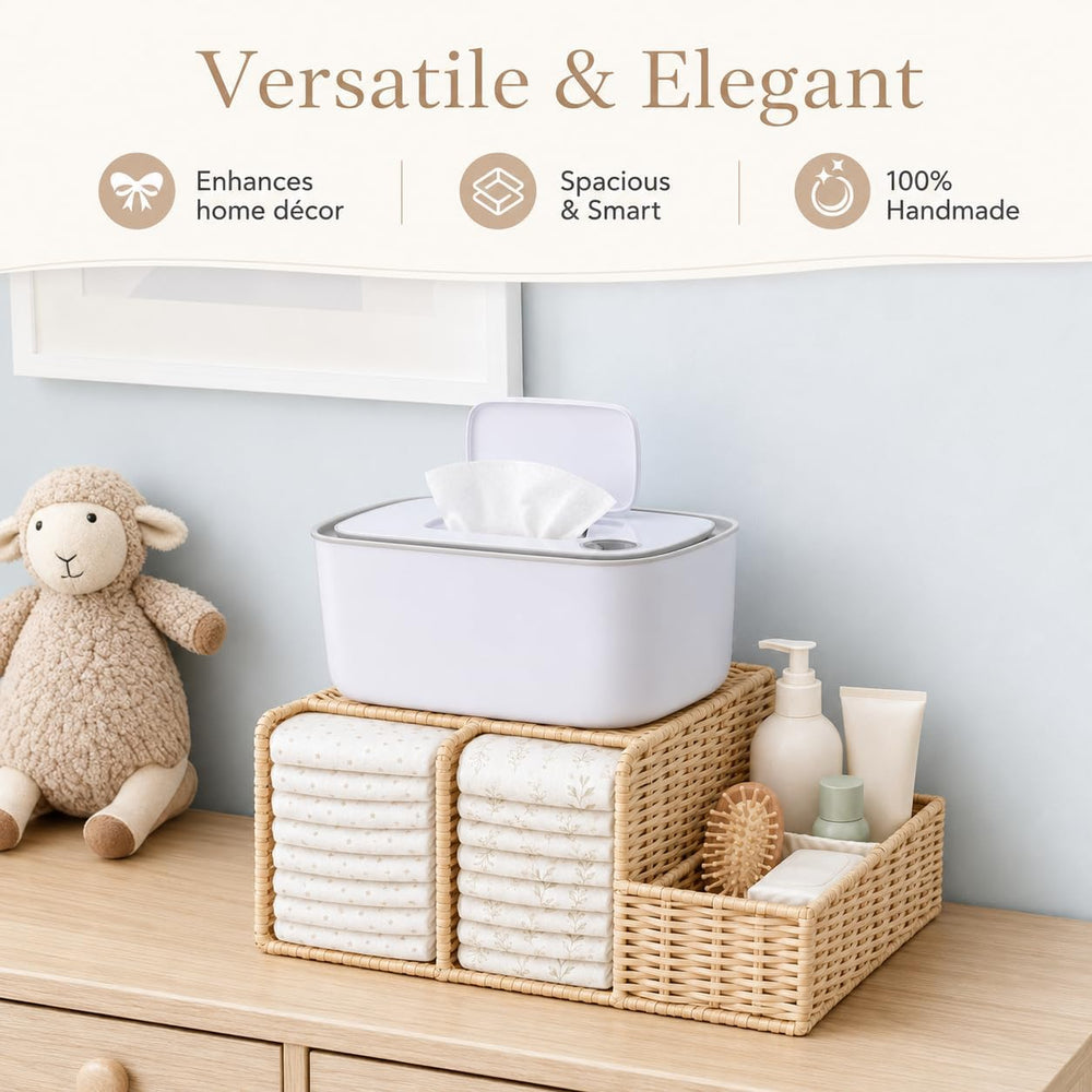 Rattan Diaper Caddy Organizer for Changing Table