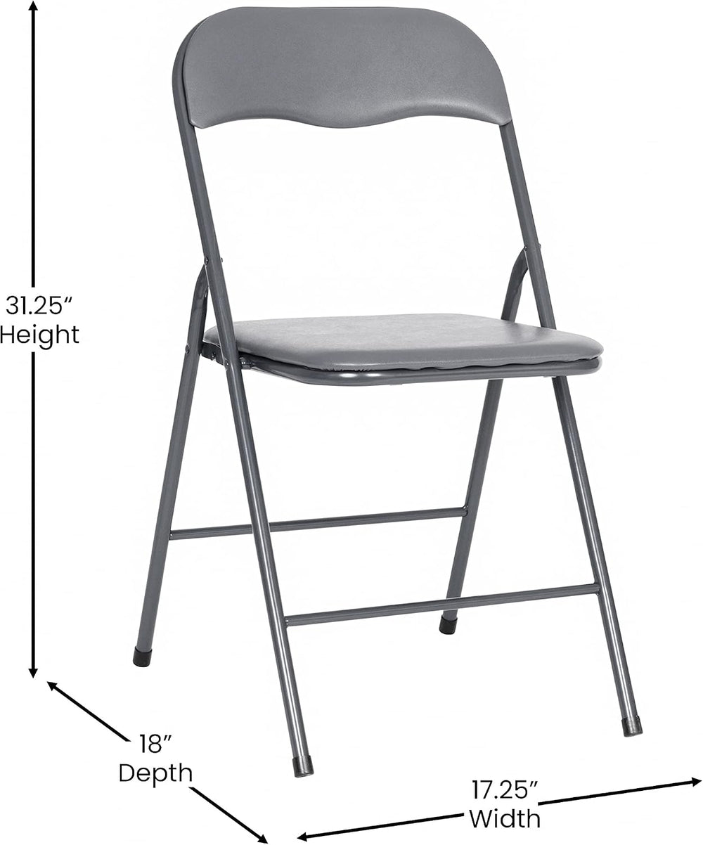 EMMA + OLIVER Gray Square Folding Card Table and Chairs Set for 4 Players | L...