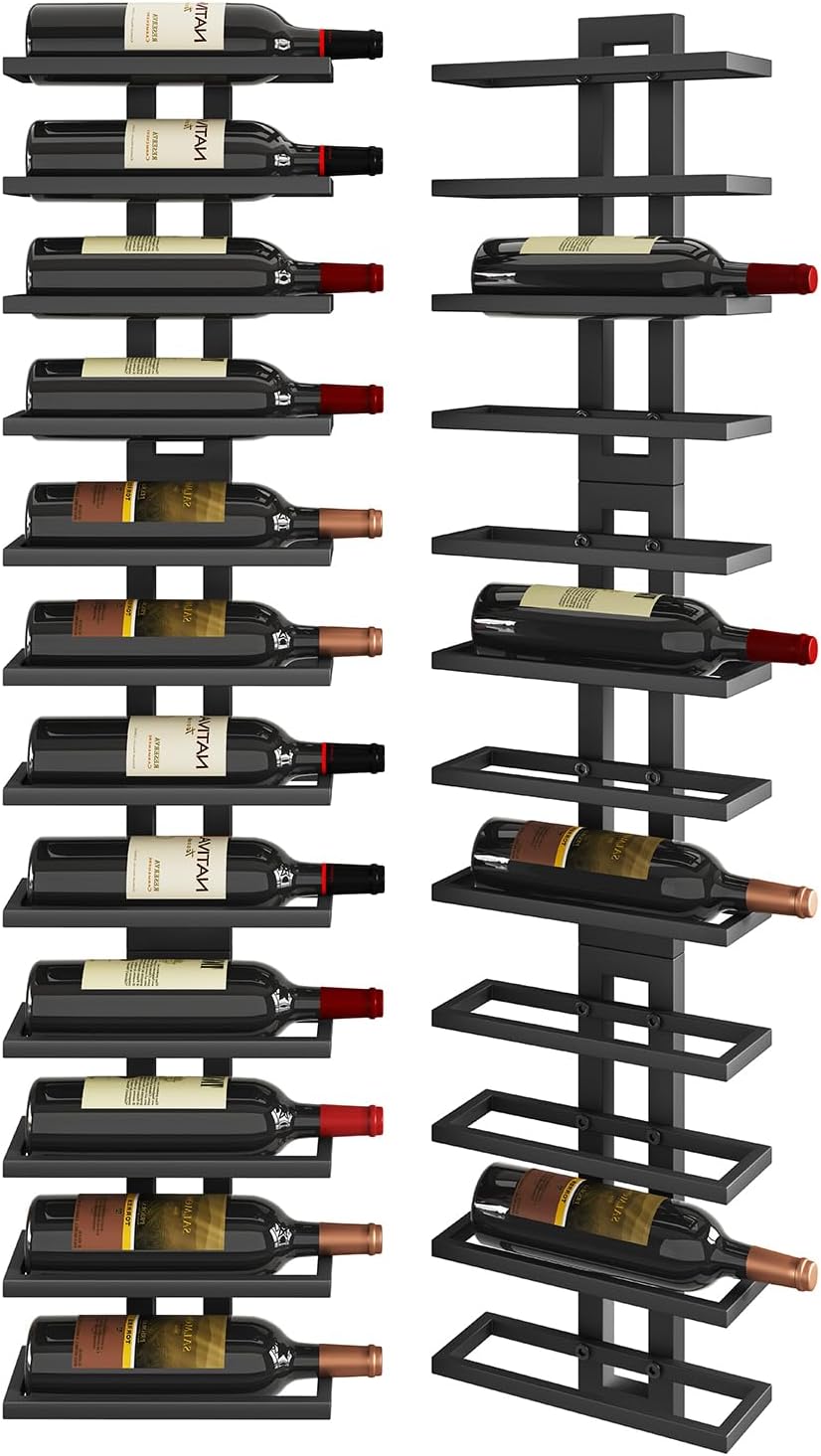 IBUYKE Wall Mounted Wine Rack 12 Bottle,Metal Storage Rack,Black TMJ909B | Wi...
