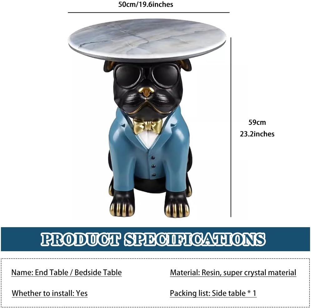 Cool Bulldog Appearance Side Table, Cartoon Animal Accent Table, Small Space ...