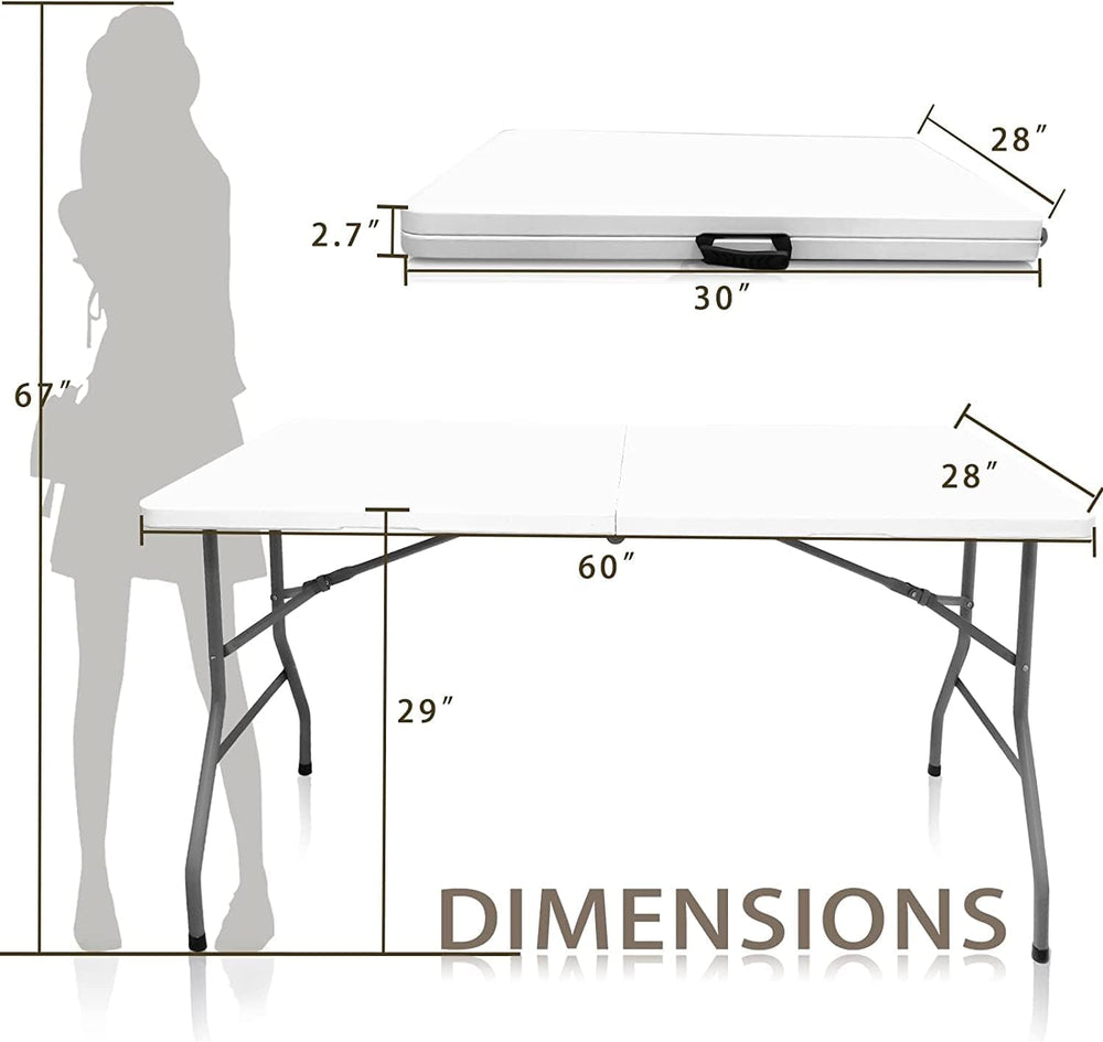 5FT Fold-in-Half Folding Table | 330 lb, Carry Handle