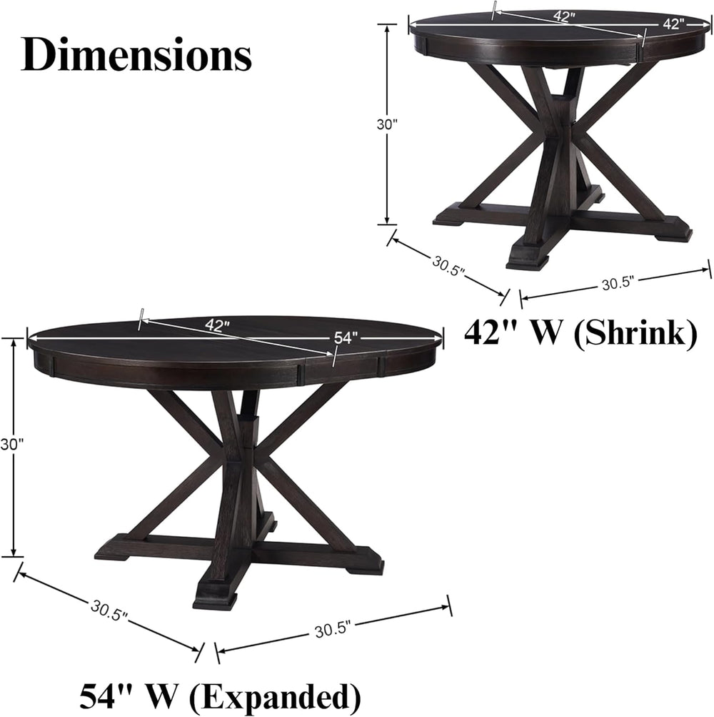 42"-54" Extendable Dining Table for 4-6 People Farmhouse Round/Oval...