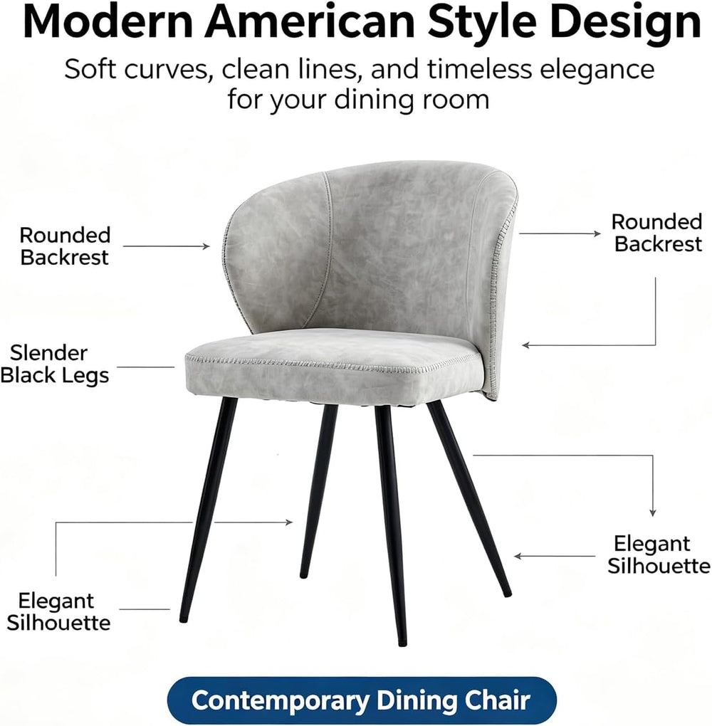 Dining Chairs Set of 6, Sturdy Metal Legs, High-Resilience Sponge, Non-Scratc...