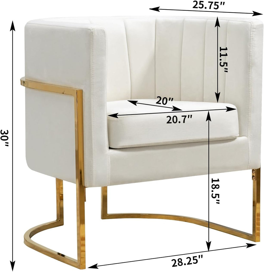Velvet Accent Chairs Set of 2, Mid Century Modern Upholstered Barrel Armchair...