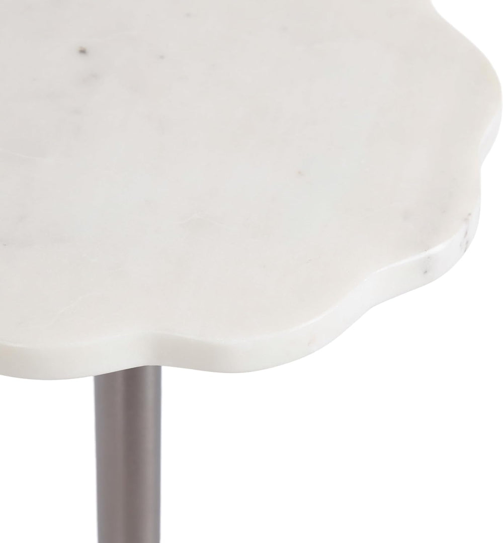 Kate and Laurel Sanzo Modern Pedestal Drink Table, 10 x 10 x 23, White Marble...