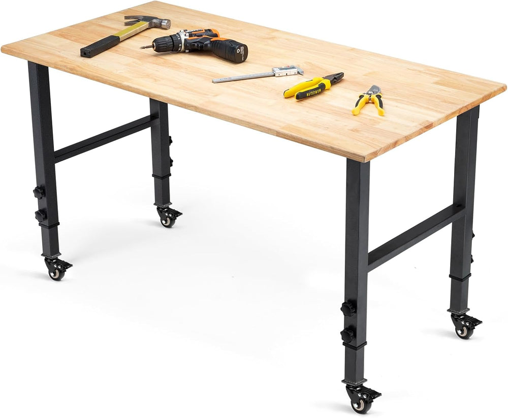 OLBRUS 48” Adjustable Workbench with Metal Wheels, 2000LBS Load Capacity