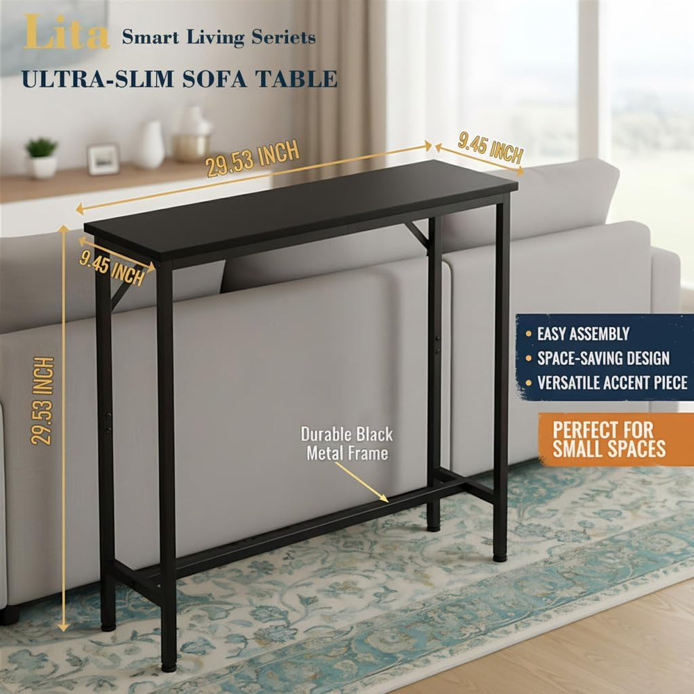 LITA Console Table, 29.5" Narrow Entryway & Thin Sofa Table for Behi...